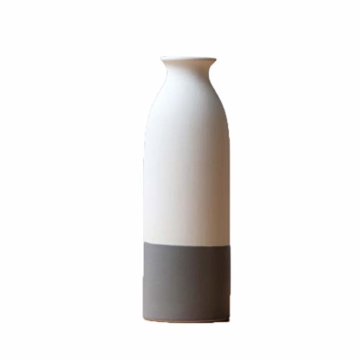 YOSPOSS Keramikvase KZ9527-W147 handgemachte Moderne Keramikvase für Blumen, hohe Vasen Set für Home Office Deko, weiße Vasen unten grau, 2 Stück - 6