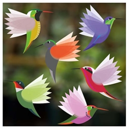 Stickers4 Vogel-Fensteraufkleber zum Schutz gegen Vogelschlag - sechs kleine schöne exotisch Kolibri-Glasaufkleber, doppelseitig und selbstklebend zum Schutz gegen Vogelkollisionen - Sechs Kleine - 1
