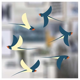 Stickers4 Vogel Fensteraufkleber zum Schutz vor Vogelschlag - 6 schöne Schwalbe Glassticker, doppelseitig und selbstklebend zum Schutz vor Vogelkollisionen - 1