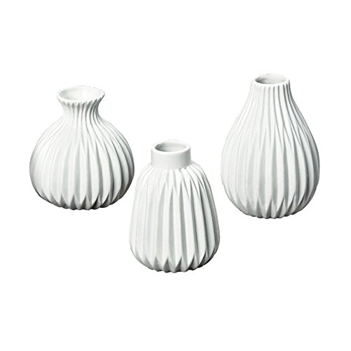 3er-Set Vasen 'Esko' Porzellan weiß - 1