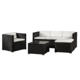 ArtLife Polyrattan Lounge Punta Cana L schwarz mit Bezügen in Creme | Gartenlounge mit Sofa, Sessel & Tisch für 4 – 5 Personen | Sitzgruppe - 1