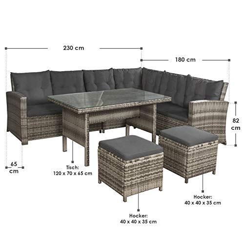 ArtLife Polyrattan Sitzgruppe Lounge Santa Catalina beige-grau – Gartenmöbel-Set mit Eck-Sofa, 2 & Tisch - bis 6 Personen - wetterfest & stabil - 4