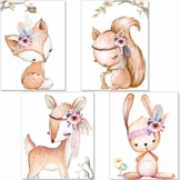 artpin® 4er Set Poster Kinderzimmer - A4 Bilder Babyzimmer - Deko Mädchen (P42) - 1