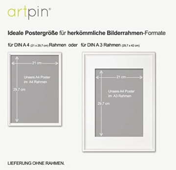 artpin® 4er Set Poster Kinderzimmer - A4 Bilder Babyzimmer - Deko Mädchen (P42) - 8