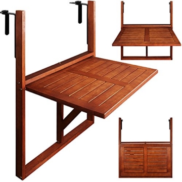 Deuba Balkonhängetisch Klappbar FSC®-zertifiziertes Akazienholz Hängend 64 x 45 cm Balkontisch Hängetisch Balkon Geländer - 4