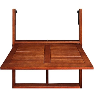 Deuba Balkonhängetisch Klappbar FSC®-zertifiziertes Akazienholz Hängend 64 x 45 cm Balkontisch Hängetisch Balkon Geländer - 5