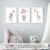 Frechdax® Wandbilder 3er Set für Babyzimmer Deko Poster (3er Set Rosa, Elefant, Giraffe, Zebra) - 3