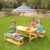 KidKraft 106 Gartentischset mit Bank, Kissen und Sonnenschirm Gartenmöbel für Kinder-Streifenmuster, Naturfarben - 3