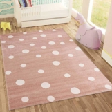 Kinderteppich DOTS l Pünktchen Gepunktet l Öko-Tex Siegel | Farbe: Beige Blau Rosa | Kinderzimmer / Jugendzimmer - 1