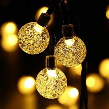 LED Solar Lichterkette Kristall Kugeln 4.5 Meter 30er Warmweiß, Mr.Twinklelight Außerlichterkette Deko für Garten, Bäume, Terrasse, Weihnachten, Hochzeiten, Partys, Innen und außen - 2