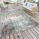 Paco Home In- & Outdoor Teppich Modern Orient Print Terrassen Teppich Wetterfest Türkis, Grösse:120x170 cm - 1