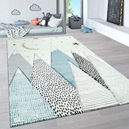 Paco Home Kinderteppich, Kinderzimmer Pastell Teppich mit 3D Wolken u. Stern Motiven, Grösse:80x150 cm, Farbe:Creme - 1