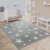 Paco Home Moderner Kurzflor Kinderteppich Sternendesign Kinderzimmer Star Muster Grau Weiß, Grösse:80x150 cm - 1