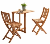 SAM 3-TLG. Balkongruppe Alessio, 1x Tisch 70x45 cm + 2X Klappstuhl, Balkon-Set aus Akazien-Holz, FSC® 100% Zertifiziert - 1