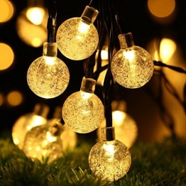 Solar Lichterkette Aussen, Tomshine 50er Solar Lichterkette Außen mit LED Kugel, Wasserdicht Warmweiß 5.6 Meter, Solarbetriebene Lichterkette für Garten Party Weihnachten - 1