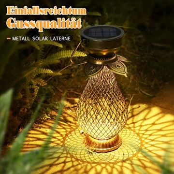 Solarlaterne für Außen, Görvitor LED Retro Dekorative Solarlampe Garten Laterne, Solarlaterne Hängende IP44 Wasserdicht, LED Solar Laterne Dekolampe für Draussen (Metall) - 1