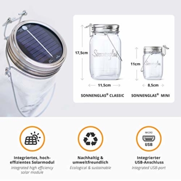 SONNENGLAS Classic 1000ml | Original Solarlampe/Solar-Laterne im Einmachglas aus Südafrika (inkl. USB) | warmweiß | Fair Trade | Bekannt aus Pro7 Galileo - 4