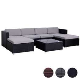SVITA Lugano Poly Rattan Lounge Garten-Set XXL Sofa-Set Garnitur Gartenmöbel Couch-Set (XXL, Schwarz) - 1