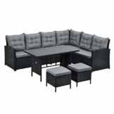 SVITA Monroe Polyrattan Ecksofa Rattan-Lounge Esstisch Gartenmöbel-Set Sofa Garnitur Couch-Eck (Lounge Set, Schwarz) - 1