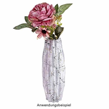 Vase | Blumenvase | Relief-Dekor 3 | 21 cm hoch | silbergrau - 2