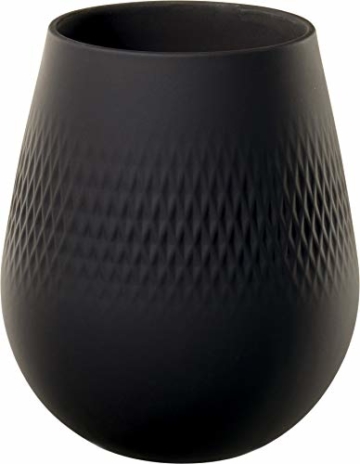 Villeroy & Boch Collier Noir Vase Carré No. 2, 12,5x12,5x14 cm, Premium Porzellan, Schwarz - 1