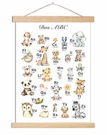 artpin® ABC Poster Kinderzimmer Alphabet Tierposter - Lernposter Schulanfang 1.Klasse DIN A3 Weihnachtsdeko - Bilder Safari Mädchen Junge Baby Tiere - Wald Dschungel P69 - 3