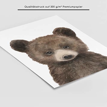 Frechdax® 3er-Set Bilder Kinderzimmer Deko Junge Mädchen - DIN A4 Poster Tiere - Wandbilder - Porträt | Waldtiere Safari Afrika Tiere Porträt (3er Set Bär, REH, Eichhörnchen) - 2