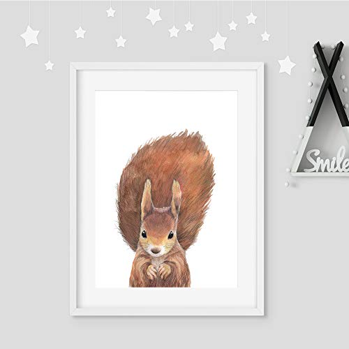 Frechdax® 3er-Set Bilder Kinderzimmer Deko Junge Mädchen - DIN A4 Poster Tiere - Wandbilder - Porträt | Waldtiere Safari Afrika Tiere Porträt (3er Set Bär, REH, Eichhörnchen) - 6