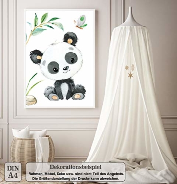 LALELU-Prints | A4 Bilder Kinderzimmer Deko Mädchen Junge | Zauberhafte Dschungel-Tiere | Poster Babyzimmer | 6er Set Kinderbilder (DIN A4 ohne Rahmen) - 8