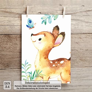 LALELU-Prints | A4 Bilder Kinderzimmer Deko Mädchen Junge | Zauberhafte Wald-Tiere | Poster Babyzimmer | 6er Set Kinderbilder (DIN A4 ohne Rahmen) - 4