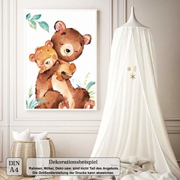 LALELU-Prints | A4 Bilder Kinderzimmer Deko Mädchen Junge | Zauberhafte Wald-Tiere | Poster Babyzimmer | 6er Set Kinderbilder (DIN A4 ohne Rahmen) - 6