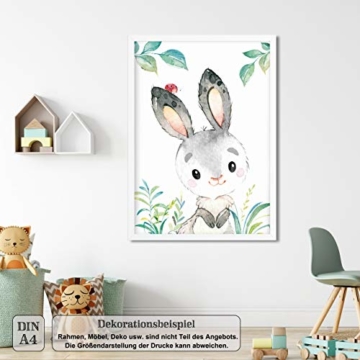 LALELU-Prints | A4 Bilder Kinderzimmer Deko Mädchen Junge | Zauberhafte Wald-Tiere | Poster Babyzimmer | 6er Set Kinderbilder (DIN A4 ohne Rahmen) - 8