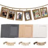 30 Stücke Papier Bilderrahmen 10*15cm, Fotorahmen Papier 6x4 in Zum Aufhängen, mit Mini-Holzklammern und Hanfseilen, Wanddeko DIY Kreative für DIYGeburtstag / Hochzeit / Jubiläum / Festival - 1