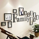 Bilderrahmen Collage Fotorahmen Collage Massivholz Kreative Restaurant Hintergrund Wand Dekoration,12er Bilderrahmen Set,Ornamentzubehör Familie (Color : Black, Size : 205 * 72cm) - 1