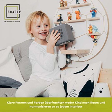 BOARTI Kinder Regal Buchstabe T in Grau - geeignet für die Toniebox und ca. 32 Tonies - zum Spielen und Sammeln - 3