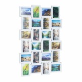 Relaxdays Bilderrahmen für 24 Fotos, 10 x 15, Fotorahmen zum Hängen, Fotocollage gestalten, HBT: 59 x 86 x 2,5 cm, weiß, Plastik, 87 x 60.5 x 3 cm - 1