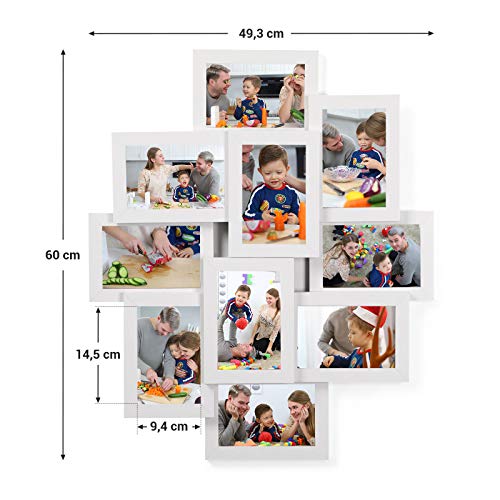 SONGMICS Bilderrahmen Collage für 10 Fotos, je 10 x 15 cm (4" x 6"), aus MDF-Platten, Montage erforderlich, weiß RPF20WT - 5