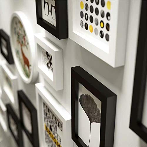 XINGXISHI Fotorahmen-Collage Set 13-TLG. Wandrahmen, Massivholz-Kombination Bilderrahmen Wand, kreative Hintergrund-Wanddekoration für Treppen (Farbe : Schwarz + Weiß) XXS8144 - 2