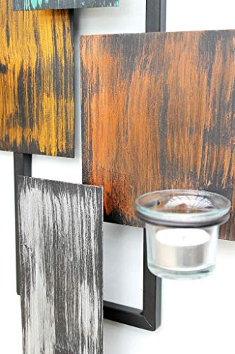 DanDiBo Wandteelichthalter Abstrakt Metall Wand Schwarz 61 cm Teelichthalter Kerzenhalter Wandkerzenhalter Wandleuchter - 3