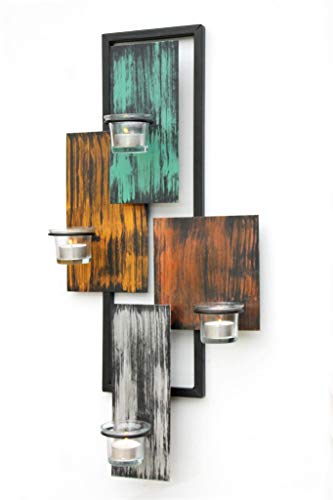 DanDiBo Wandteelichthalter Abstrakt Metall Wand Schwarz 61 cm Teelichthalter Kerzenhalter Wandkerzenhalter Wandleuchter - 8