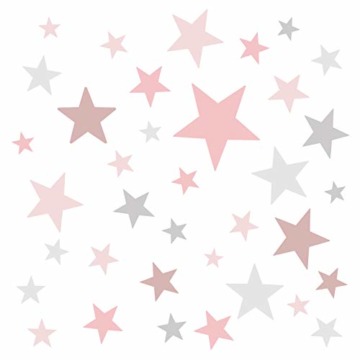 Little Deco Wandaufkleber 60 Sterne Kinderzimmer Mädchen Stars I rosa grau I Wandtattoo Schlafzimmer Wandsticker Set bunt selbstklebend DL404 - 1