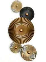 Mex Wandbild Metall Wanddeko Kreise Wandschmuck Braun Gold 27 x 64 cm Deko Wohndeko Modern - 1