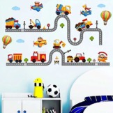WandSticker4U®- Wandtattoo Kinderzimmer TuTuTu, Straßenverkehr I Wandbilder: 240x110 cm I Wandsticker Kinder Autos Bagger Fahrzeuge Feuerwehr I Wand Deko Aufkleber Auto für Junge GROSS - 1