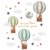 Aufkleber Set Heißluftballon auf 4 Din A4 Bögen Insgesamt 150x55cm Wandtattoo Wandsticker Sticker für Kinder Kinderzimmer Babyzimmer Aquarell Y057-1 (Tiere) - 2