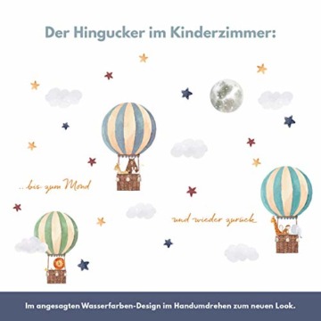 Aufkleber Set Heißluftballon auf 4 Din A4 Bögen Insgesamt 150x55cm Wandtattoo Wandsticker Sticker für Kinder Kinderzimmer Babyzimmer Aquarell Y057-1 (Tiere) - 5