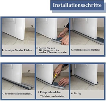 HIZH Zugluftstopper für türen 94cm,Türdichtung Luftzugstopper mit Doppeldichtung Zugluftstopper für Tür Noise Blocker Tür Zugluftstopper Windstopper & Türluftstopper,Grau - 7